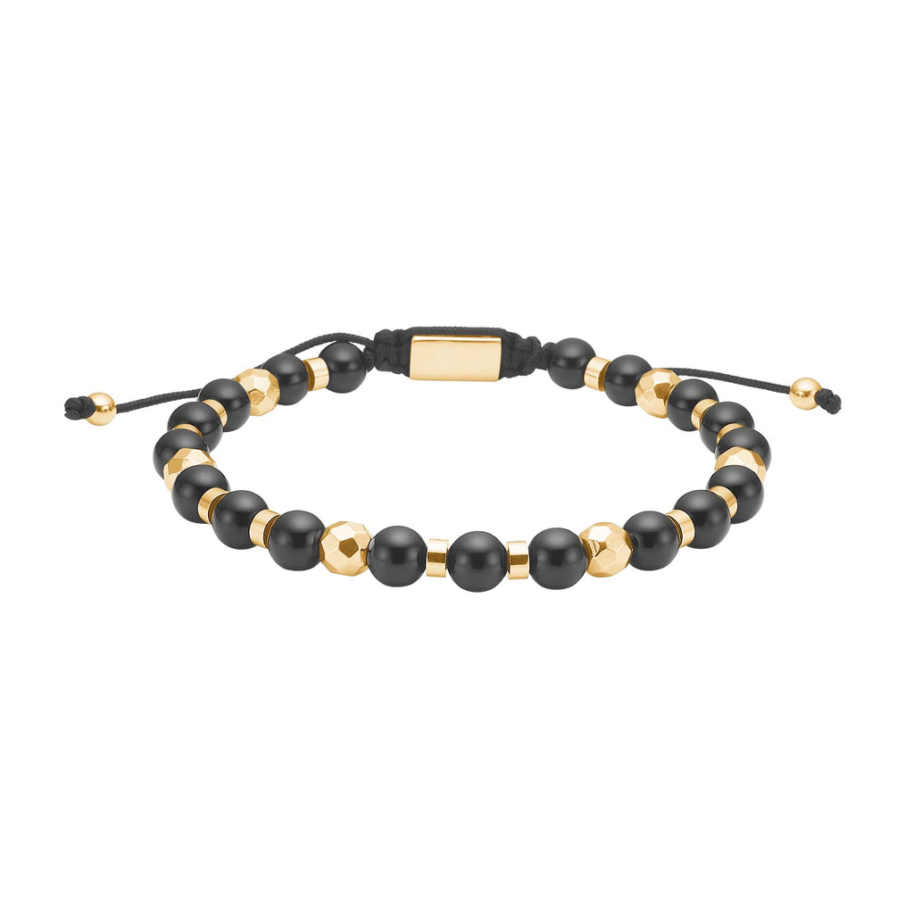 SON armbånd black agate og IP gold