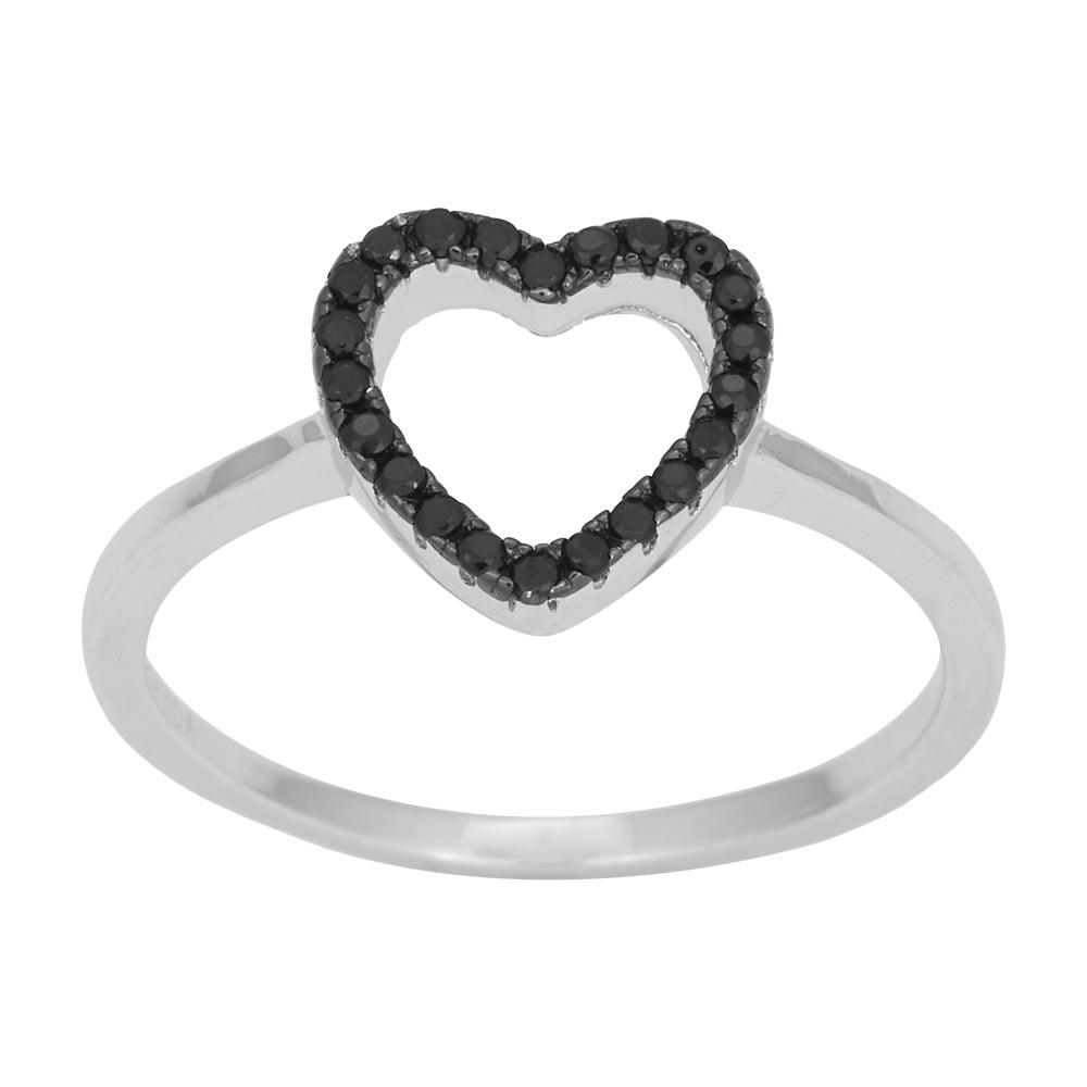 Rhd. sølv ring AIDANOR m/hjerte og cz 11mm