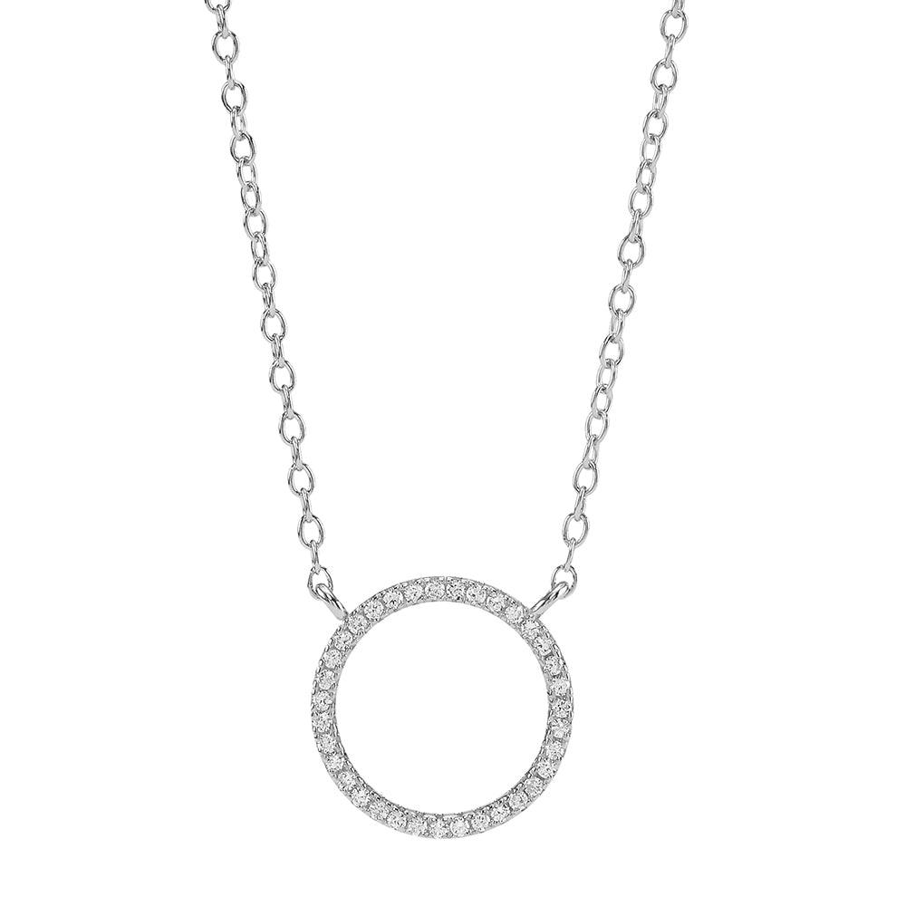 Sølv rhodineret cirkel vedhæng ANNA m/ kæde