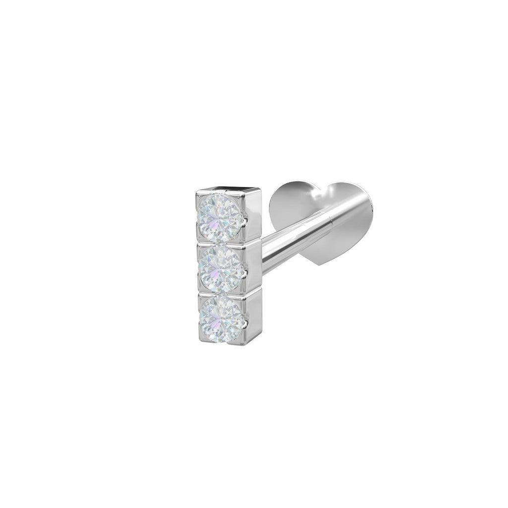 Rhd. sølv Labret-piercing 3 CZ 4