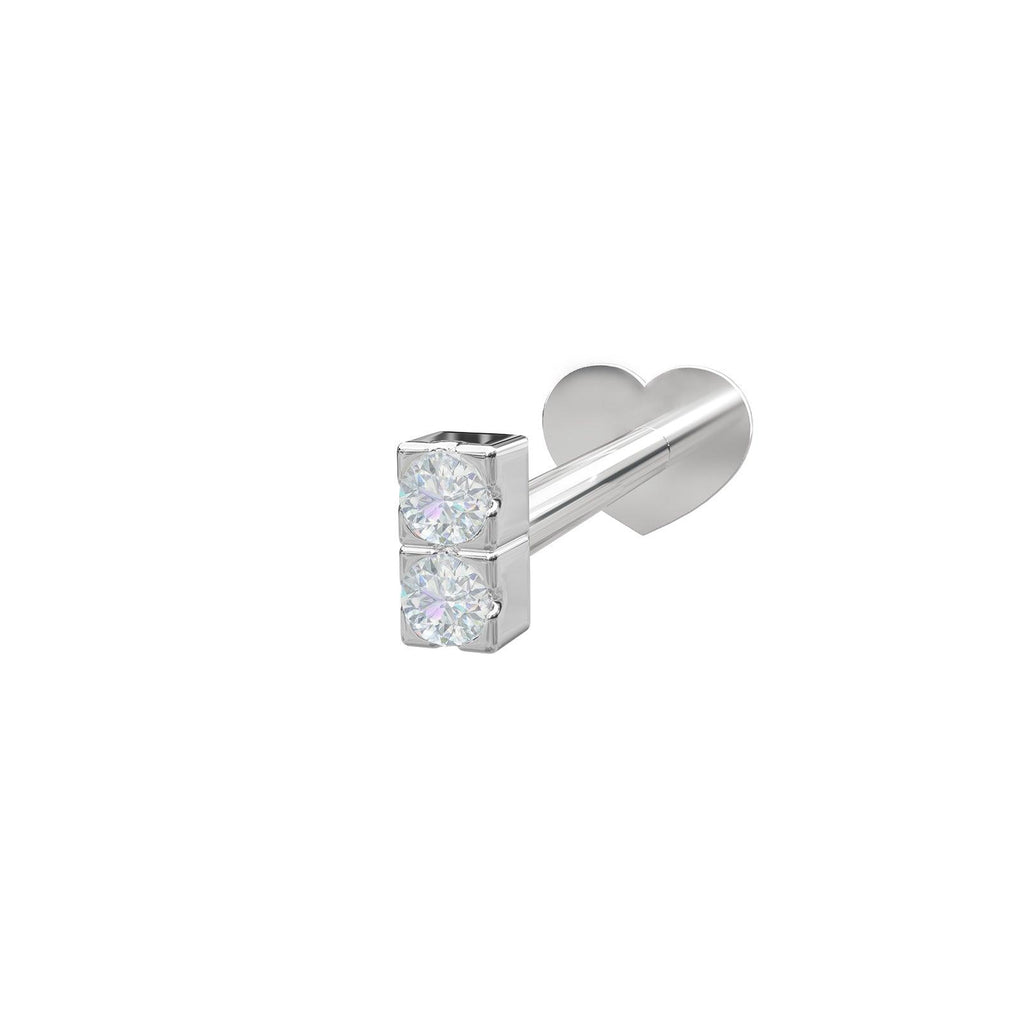 Rhd. sølv Labret-piercing 2 CZ 3mm Grab PIERCE52 1